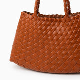 Vera | Gewebte Damenhandtasche aus echtem Leder mit Doppelhenkeln – Große Alltagstasche