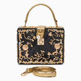 Luxus-Acryl Clutch in Himmelblau mit barockem Golddekor – Vintage-inspirierte Abendtasche