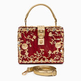 Luxus-Acryl Clutch in Himmelblau mit barockem Golddekor – Vintage-inspirierte Abendtasche