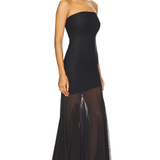 Schulterfreies Maxikleid mit Tüllrock und figurbetontem Schnitt für Damen