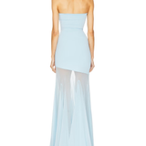 Schulterfreies Maxikleid mit Tüllrock und figurbetontem Schnitt für Damen