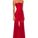 Schulterfreies Maxikleid mit Tüllrock und figurbetontem Schnitt für Damen