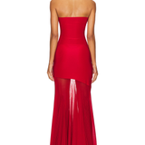 Schulterfreies Maxikleid mit Tüllrock und figurbetontem Schnitt für Damen