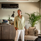 Christopher | Lange Ärmel Hemd & Hose Zweiteiliges Leinen-Set Herren-Sommer-Outfit