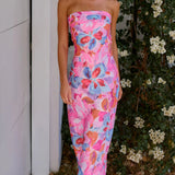 Johanna | Romantisches Bandeau-Blümchenkleid – Eleganter Blütenzauber für stilvolle Auftritte