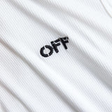 Henrietta | Weiß Geripptes Racerback-Crop-Top mit High-Neck-Ausschnitt