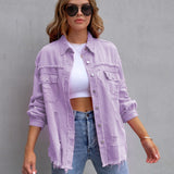 Damen Oversized Jeansjacke – Trendige Übergangsjacke mit Distressed Look