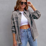 Damen Oversized Jeansjacke – Trendige Übergangsjacke mit Distressed Look