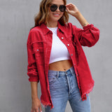 Damen Oversized Jeansjacke – Trendige Übergangsjacke mit Distressed Look