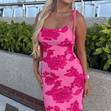 Ziska | Figurbetontes Rosa Floralen Maxikleid - Eleganz mit romantischem Flair