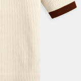 Lässiges Polo Farbe Block gekerbte Kragen gestrickt Top