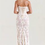 Damen Spitzen Maxikleid mit Langarm