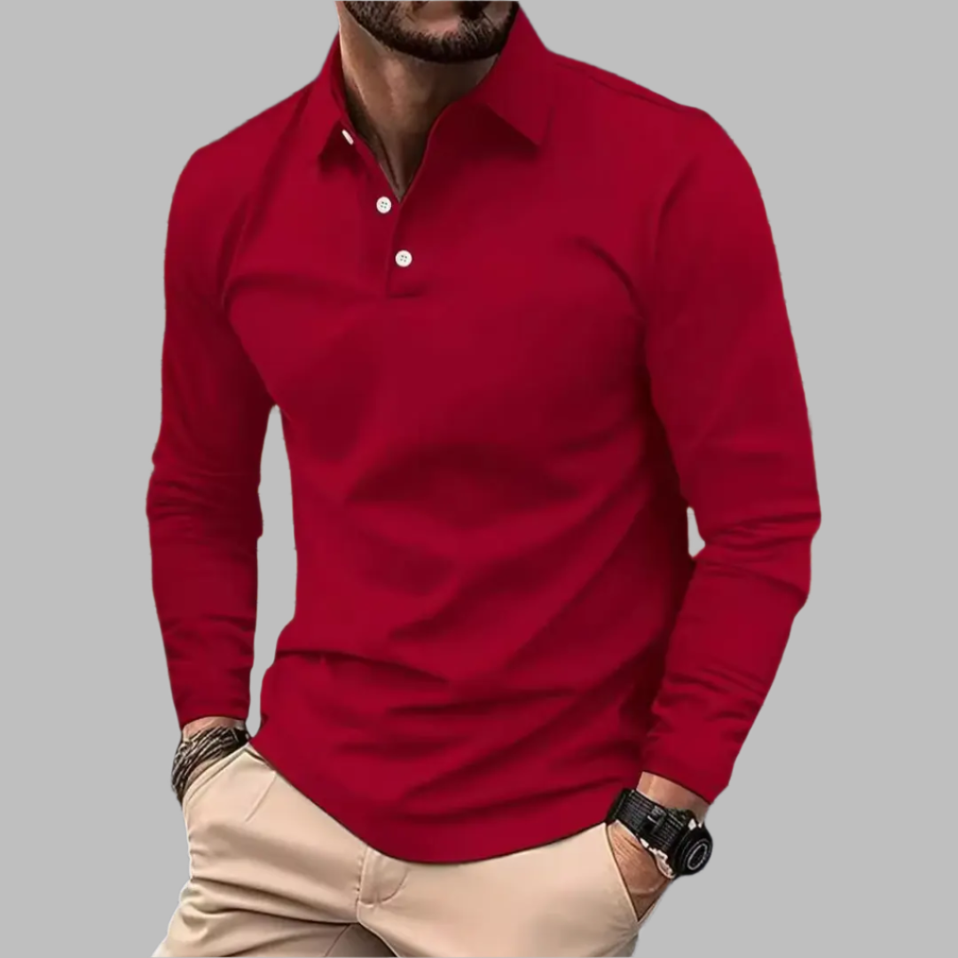 Langarm Poloshirt Herren – Stilvolles Freizeitshirt mit Knopfleiste
