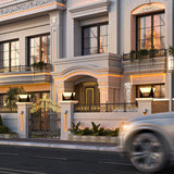 Solarbetriebene LED-Außenlampe mit geometrischem Design