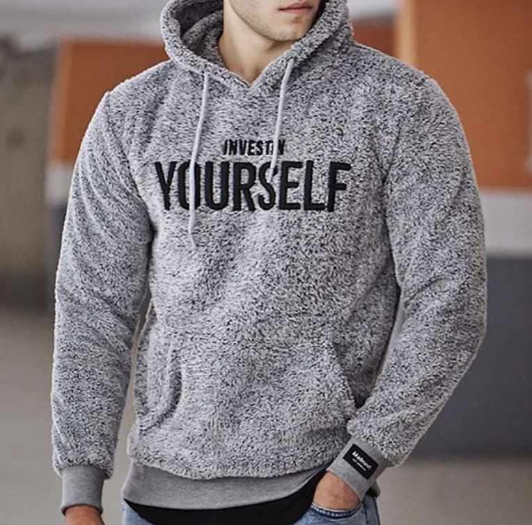 Kuschelweicher Hoodie mit Motiv „Invest in Yourself“ für stilvolle Freizeitlooks