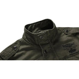 Herren Freizeitjacke im Military-Stil mit Stehkragen und Taschen