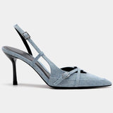 Lumiere | Elegante Denim Slingback Pumps mit spitzer Zehenpartie