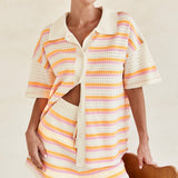 Pauline | Zweiteiliges Strick-Set mit Hemd & Shorts