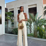 Isabelle | Eleganter Zweiteiler mit Neckholder & Weitbein-Hose