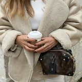 Kiara | Stilvolle Jacke mit Kunstleder- und Fleece-Details