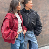 Jade | Übergroße Kontrastnaht Jacke Zendoo.de