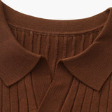 Christian | Herren Kurzarm Fein Rippenstrick Polo-Shirt