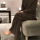 Camila | Rippenstrick Weites Bein Schlaghosen & Pullover Zweiteilig Lounge-Set