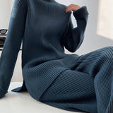 Camila | Rippenstrick Weites Bein Schlaghosen & Pullover Zweiteilig Lounge-Set