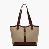 Amelia | Canvas Schulter Handtasche mit Lederdetails & Drehverschluss