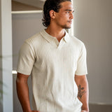 Christian | Herren Kurzarm Fein Rippenstrick Polo-Shirt