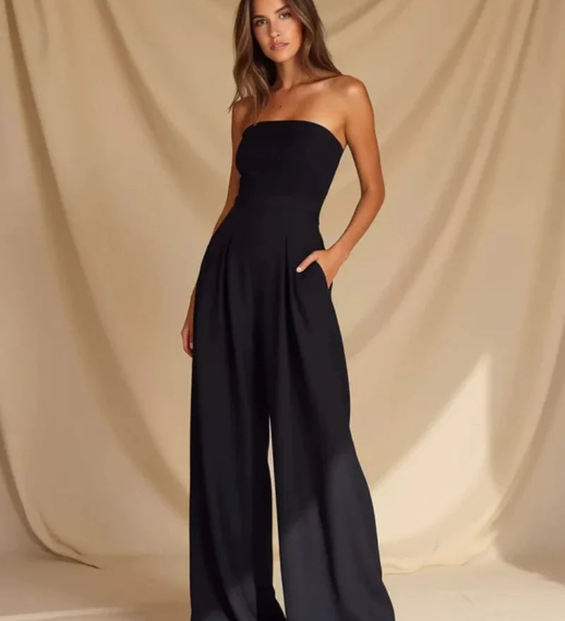 Eleganter trägerloser Jumpsuit für Damen – Weit geschnitten für den Sommer