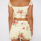 Hilde | Ärmel Crop Blumentop mit Wickelminirock für Sommer Chic