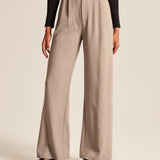 Isabell | Modische Hose in Taupe mit weitem Bein