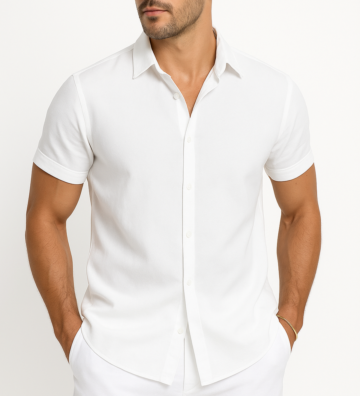 Kurzarm Sommerhemd mit modernem Kragen und klassischem Schnitt für stilvolle Outfits