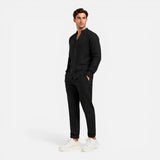 Herren Leinenhemd und Hose Set mit Stehkragen