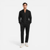 Herren Leinenhemd und Hose Set mit Stehkragen