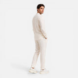 Herren Leinenhemd und Hose Set mit Stehkragen