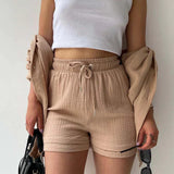 Lässiges 2-Teiler Damen Set – Oversize Hemd & Shorts aus Musselin | Zendoo.de