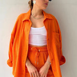 Lässiges 2-Teiler Damen Set – Oversize Hemd & Shorts aus Musselin | Zendoo.de