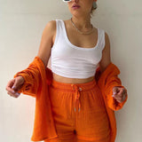 Lässiges 2-Teiler Damen Set – Oversize Hemd & Shorts aus Musselin | Zendoo.de