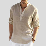 Leichtes Langarm-Sommerhemd mit Stehkragen