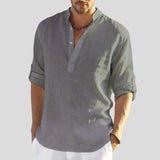 Leichtes Langarm-Sommerhemd mit Stehkragen