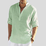 Leichtes Langarm-Sommerhemd mit Stehkragen