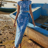 Amira | Zweiteiliges Stickerei-Set mit Crop-Top & Wickelrock