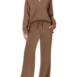 Damen Freizeitanzug mit Zipper-Pullover und weiter Hose