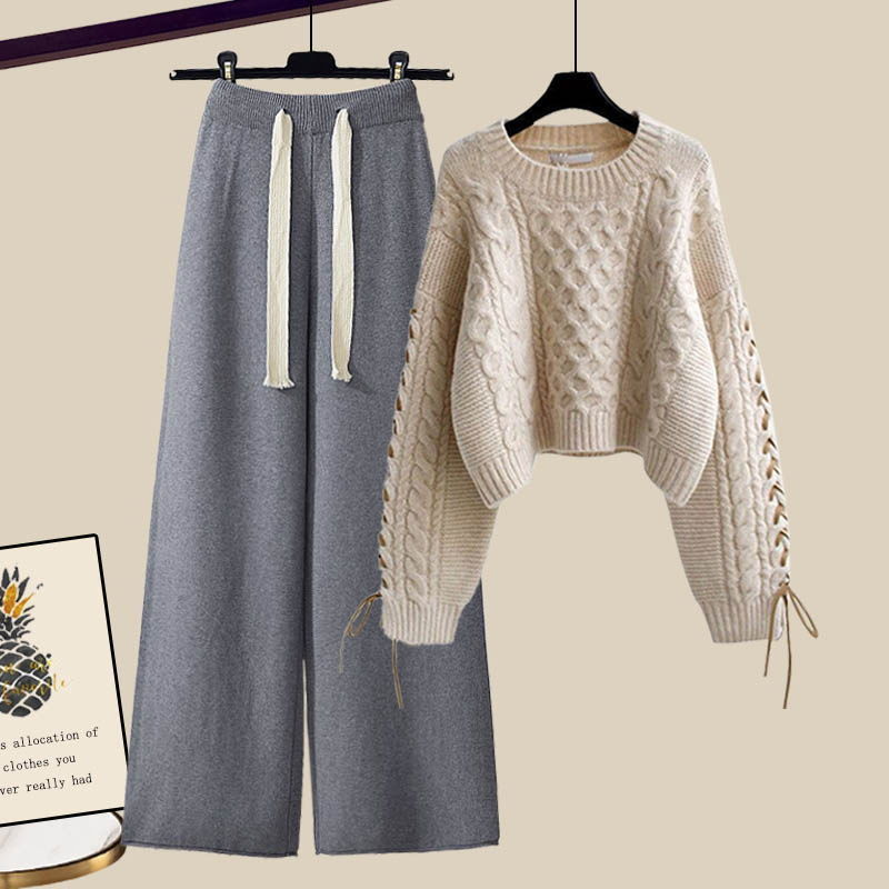 NINA | Bequemes Herbst-Strickpullover und Hosen-Set für Damen