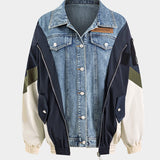 Jade | Patchwork-Jacke mit Denim- und Nylon-Elementen – Lässig und individuell