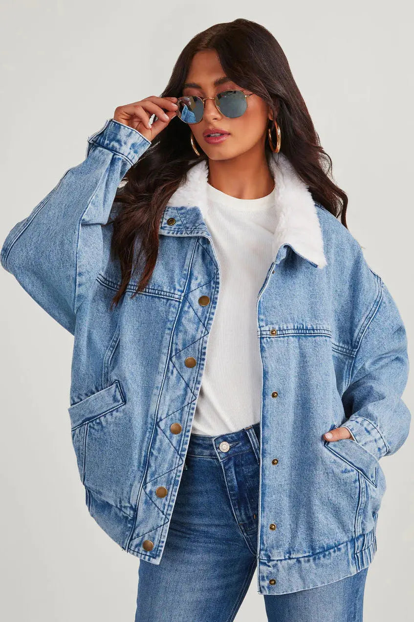 Eva | Damen-Denimjacke mit Fleecekragen – Trendy und Bequem für Jeden Tag Zendoo.de