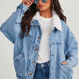 Eva | Damen-Denimjacke mit Fleecekragen – Trendy und Bequem für Jeden Tag Zendoo.de