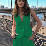 Mara | Elegantes Leinen-Set mit Weste & Weitbein-Hose